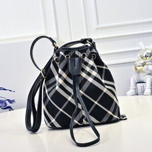 Burberry plaid drawstring small bucket bag backpack